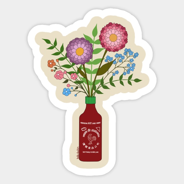 Sriracha Flowers Sticker by Kate Durkin Illustration